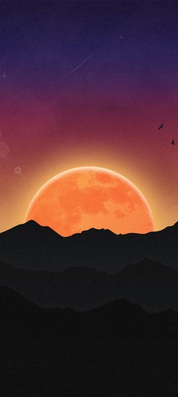 Enchanting Sunset Over Mountains with Shooting Star