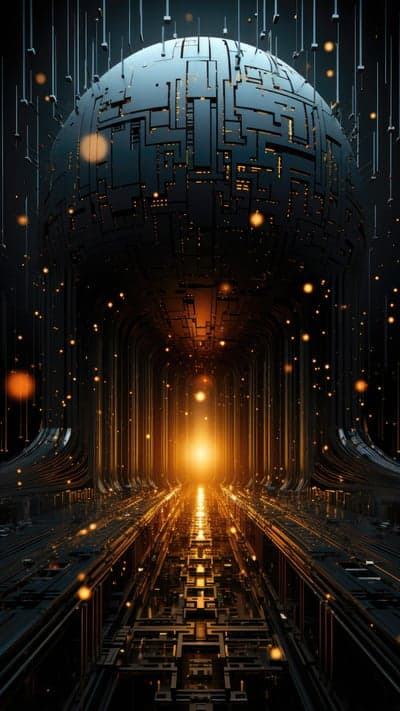 Abstract Digital Sphere and Futuristic Data Tunnel