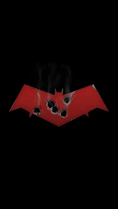 Damaged Red Bat Symbol with Smoke