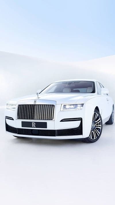 Rolls-Royce Ghost: Luxurious White Sedan on a Minimalist Background