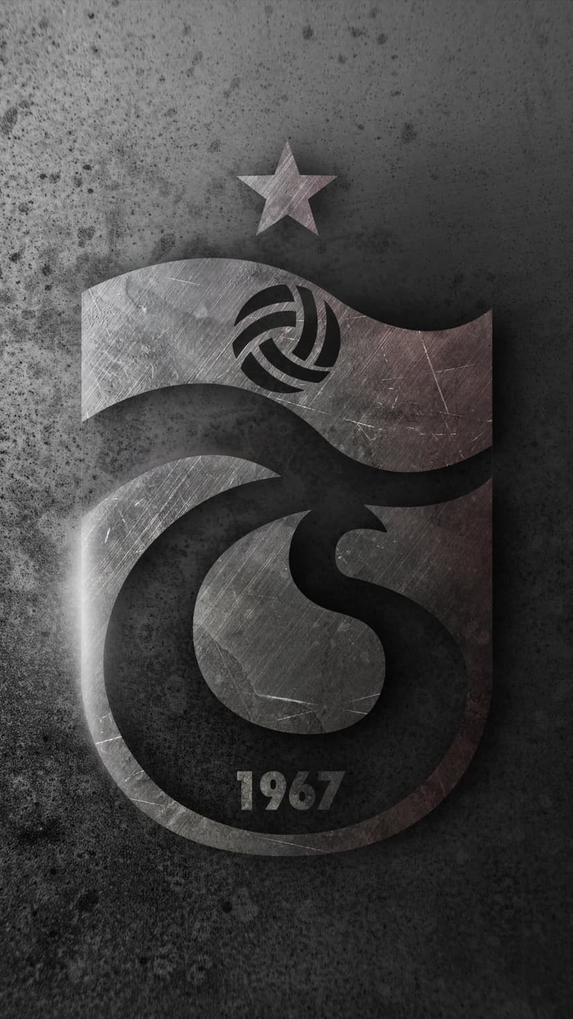 Trabzonspor logo with metallic texture and a star centered on a dark weathered background for mobile displays.