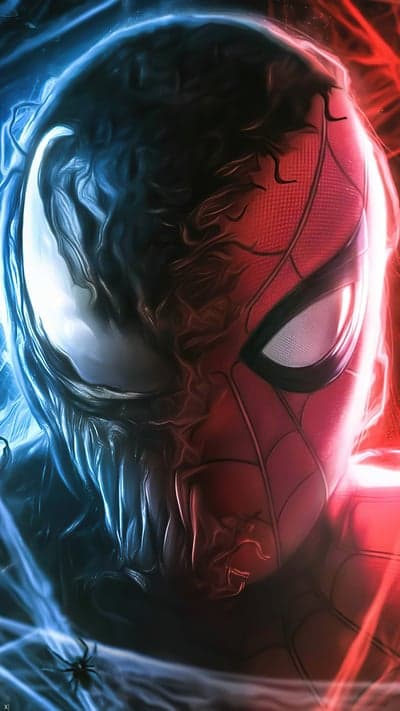 Spider-Man and Venom Split Face Art