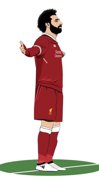 A cartoon drawing of a soccer player in a red uniform