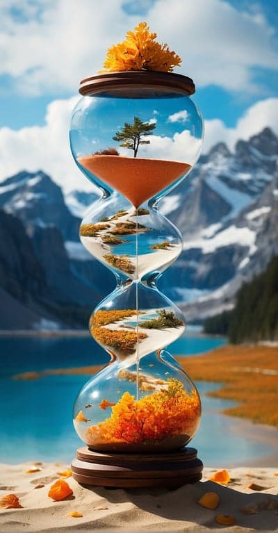 Surreal Hourglass Seasons Portrait Wallpaper for Tablet