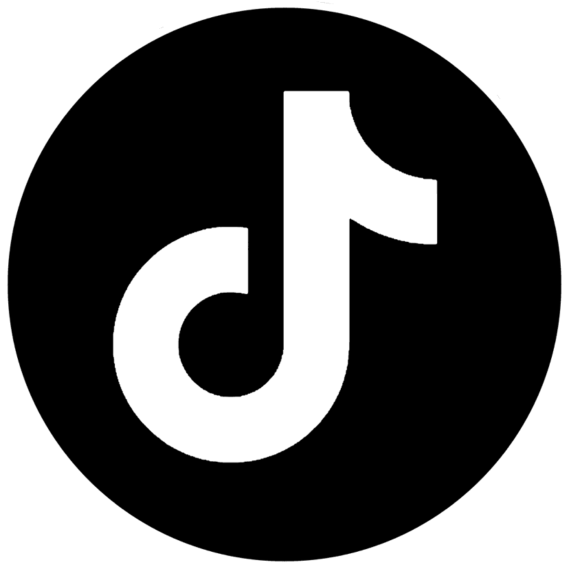 TikTok logo musical note symbol featuring cyan and red chromatic aberration effects on a transparent background.