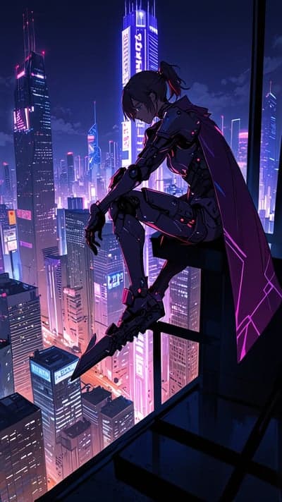 Neon Cyberpunk Warrior Night City Tablet Wallpaper