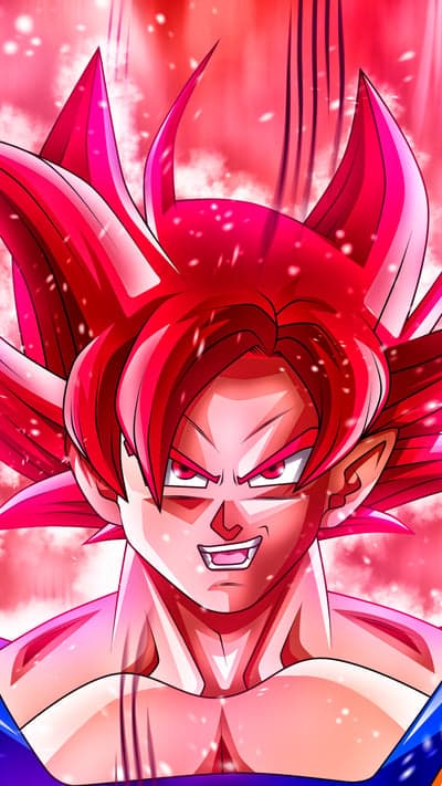 Super Saiyan God Goku - Burning Red Aura Close-Up