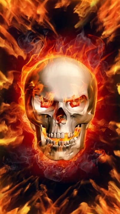 Flaming Skull Inferno Background for Mobile and Tablet