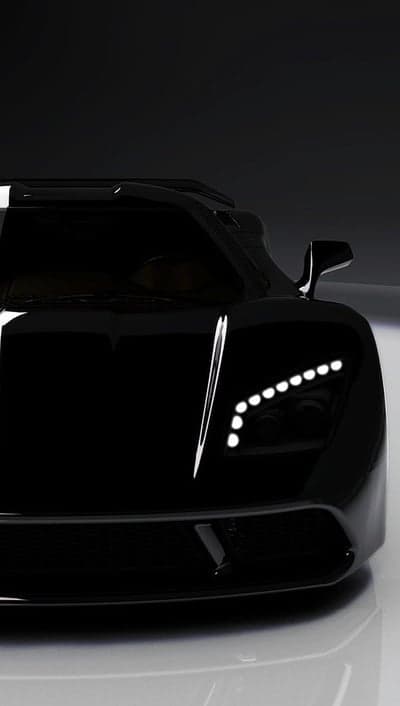 Stealth Black Sports Car Front Grille Phone Background