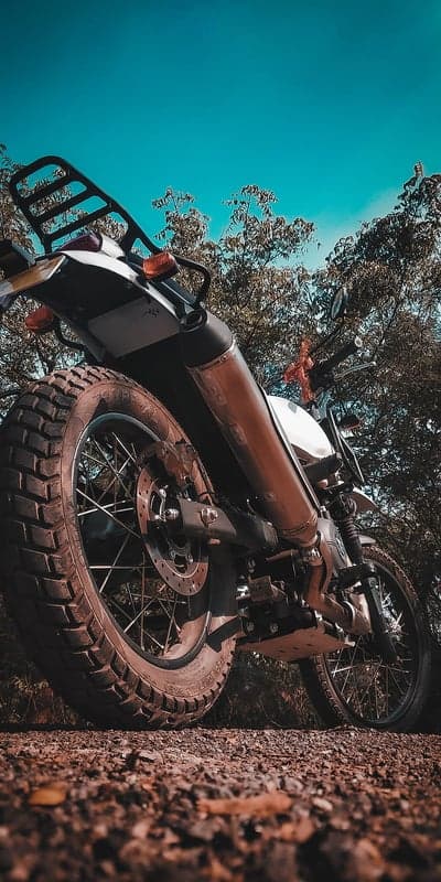 Adventure Motorcycle on a Grassy Dirt Road
