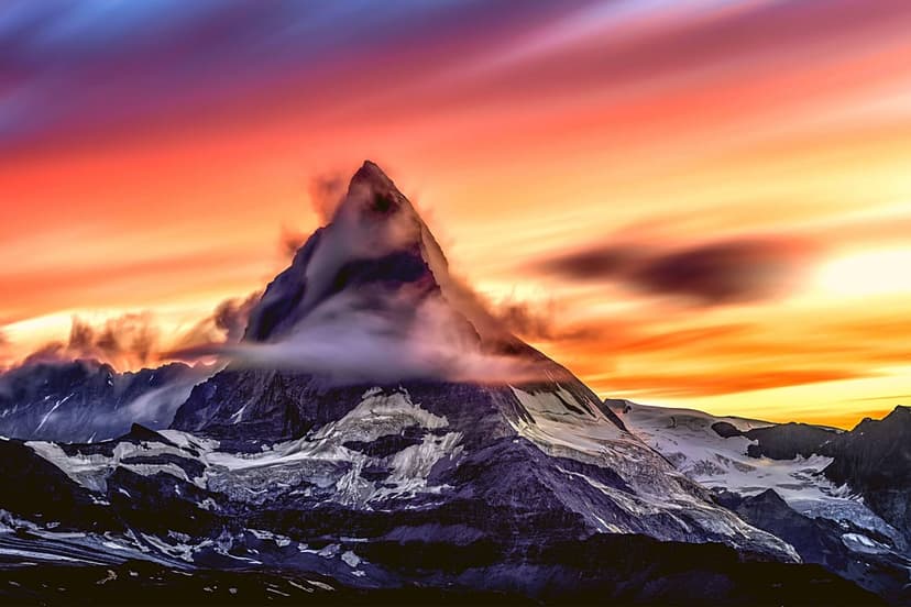 Fiery Alpenglow Matterhorn Peak Portrait Wallpaper