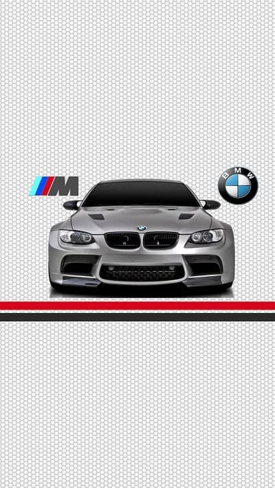 BMW M3 Silver Sports Car Mobile Wallpaper with Red Stripes