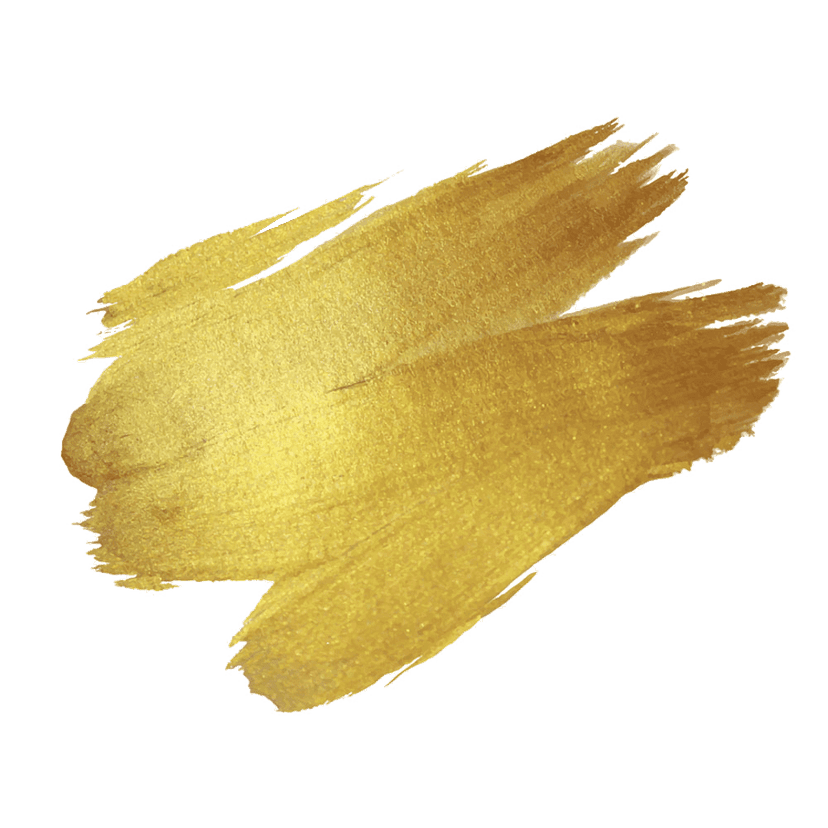 Metallic gold brush strokes overlap earthy brown watercolor washes creating a layered mixed media texture.