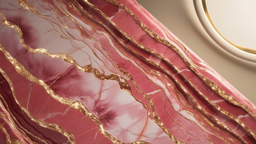 Pink and white marble swirls with metallic gold veins and a soft circular golden accent in the upper corner.