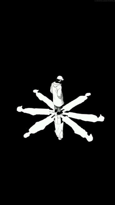 Solitary Figure with Multiple Shadows in a Dark Void