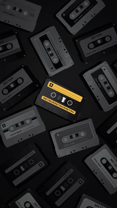 Retro Cassette Tape Collection Background