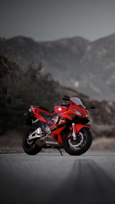Red Honda CBR Motorcycle on Mountain Road