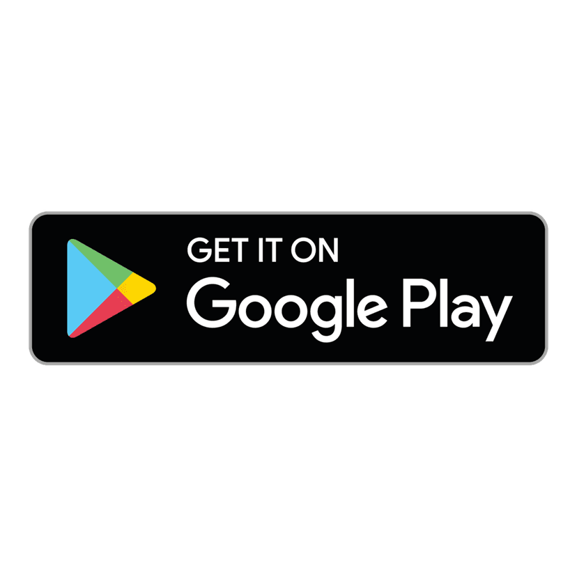 Google Play Store logo features a multicolored triangle next to stylized wallets and white text on a clear base.