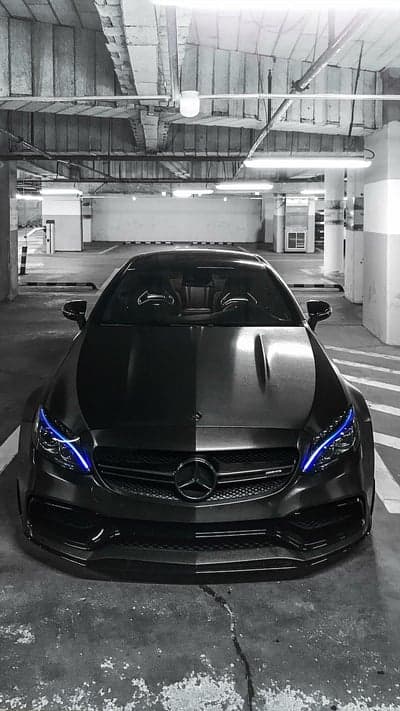 Mercedes-Benz AMG Blue LED Headlight Phone Wallpaper