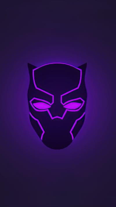 Black Panther Mask Neon Purple Glow Wallpaper
