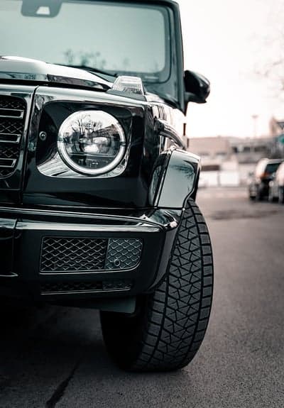 Black Mercedes G-Wagon Headlight and Tire Mobile Wallpaper
