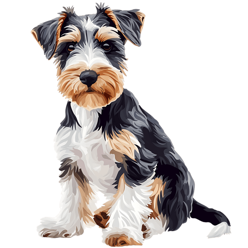Yorkshire Terrier puppy sitting with wiry black and tan fur against a solid dark background with brown eyes.