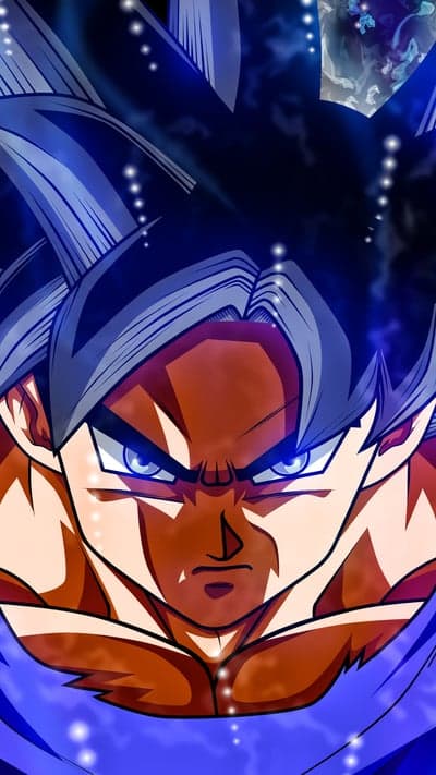 Ultra Instinct Omen Goku - Intense Glowing Blue Eyes Close-Up