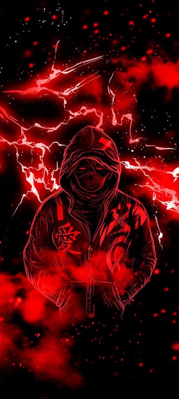 Red Lightning Hooded Figure Anime Wallpaper