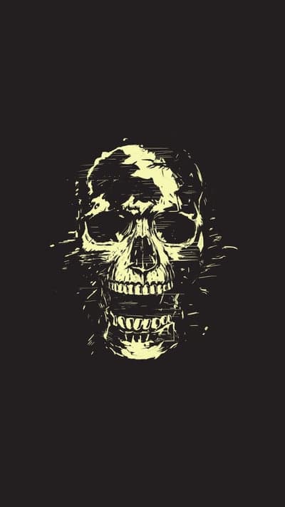 Gritty Yellow Screaming Skull Dark Phone Wallpaper