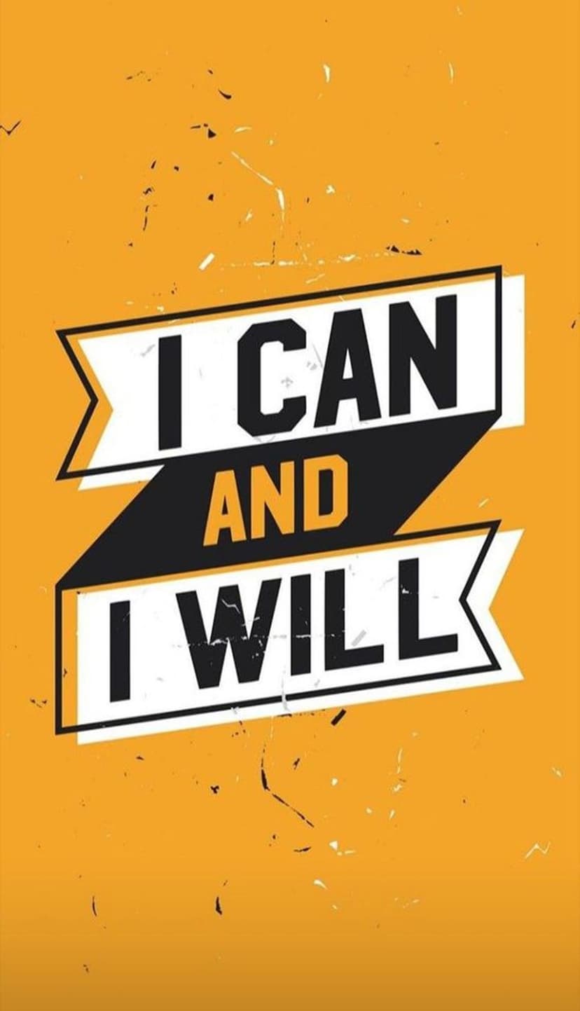 I Can And I Will text in black and orange lettering centered on a textured, weathered yellow background.