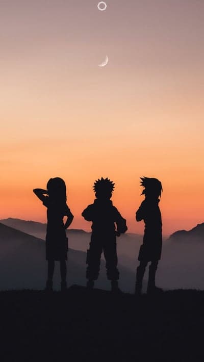 Team 7 Silhouette Sunset Anime Phone Background