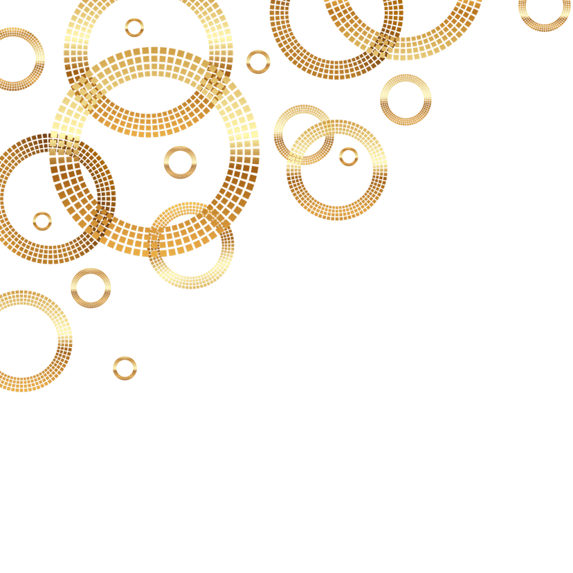 Circular golden ring frame featuring reflective metallic surfaces and smooth geometric edges on transparent space.