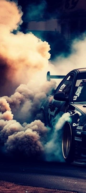 Drifting Car Emitting Dense Smoke