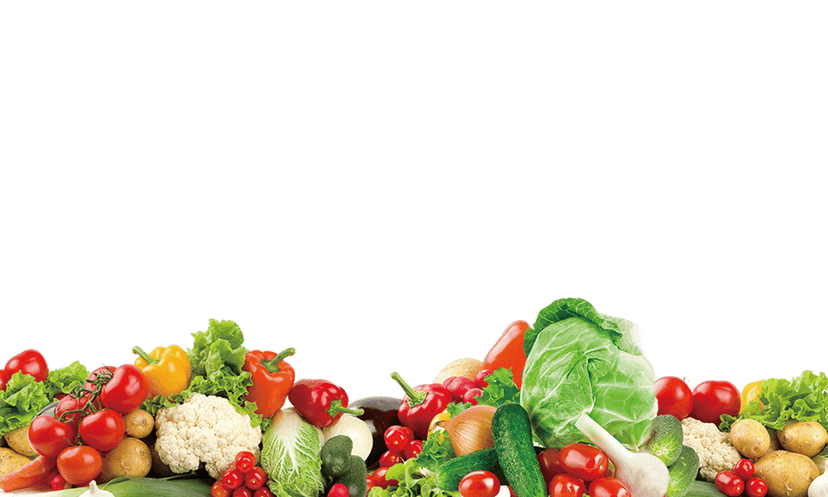Organic fruit and vegetable assortment featuring bright red strawberries and green leafy kale on transparent.