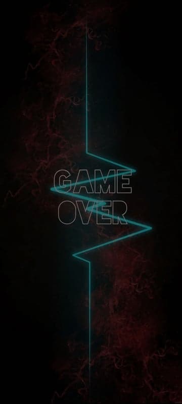 Glowing Blue Game Over Neon Typography Phone Wallpaper