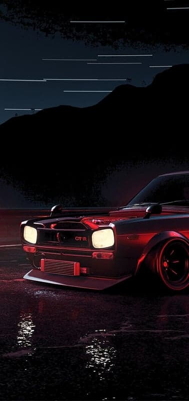 Night Drive: Classic GT-R in Rain