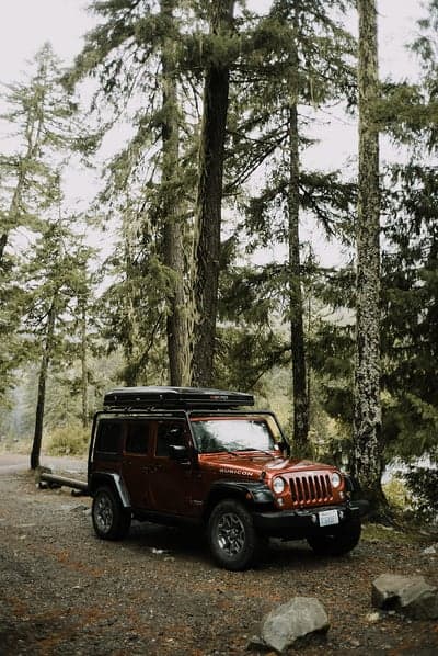 Red Jeep Wrangler Forest Adventure Phone Wallpaper