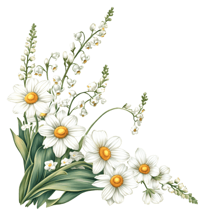 Spring Flower,White Flowers,Daisies,Lily Of The Valley,Green Leaves,Spring,Bouquet,Delicate