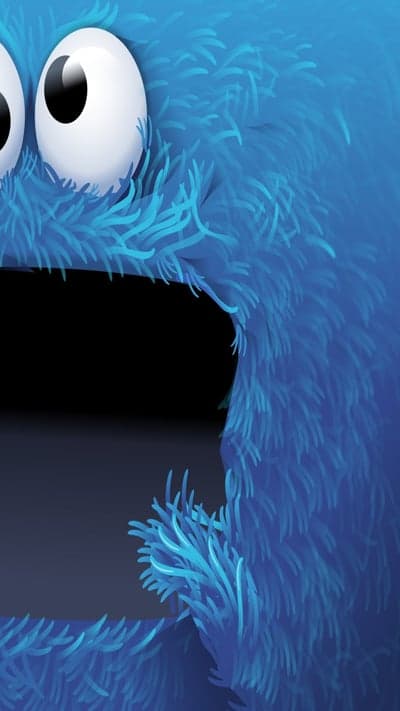 Close-up of Cookie Monster's fuzzy blue face