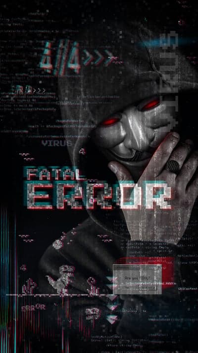 Anonymous Hacker with Fatal Error Glitch Art