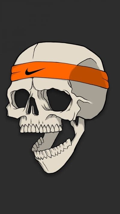 Orange Nike Band Skull Phone Wallpaper for Mobile Screens