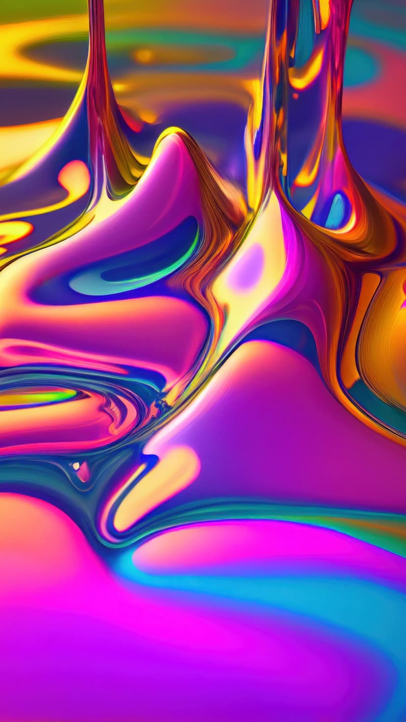 Swirling magenta and electric blue liquid ripples create a glossy, marbled texture across a dark vertical space.