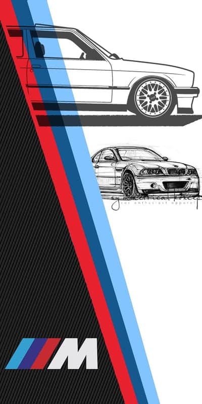 BMW M Series Automotive Sketch Vertical Phone Wallpaper
