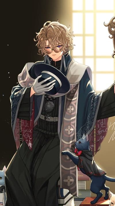 Enigmatic Mage with Feline Companion