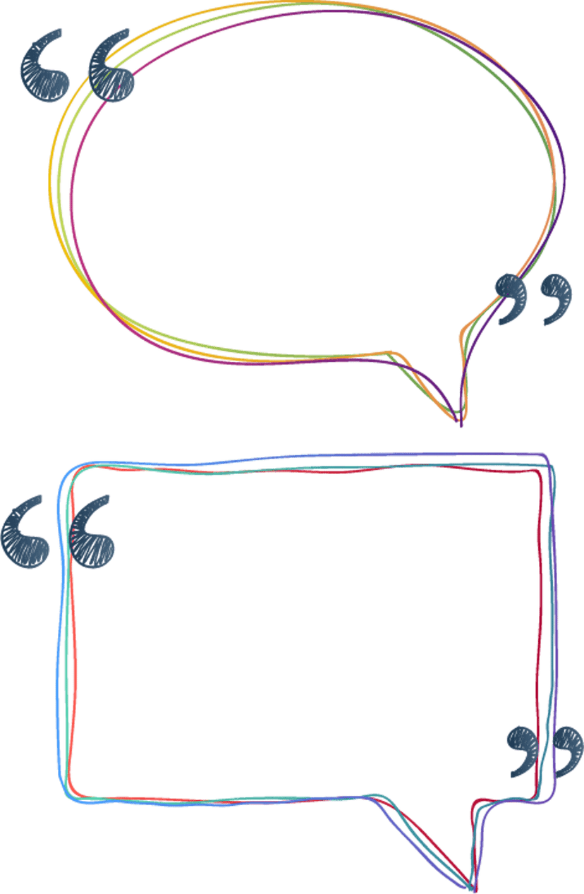 Multicolored line text box features a geometric frame with vibrant strokes surrounding a white rectangular center.