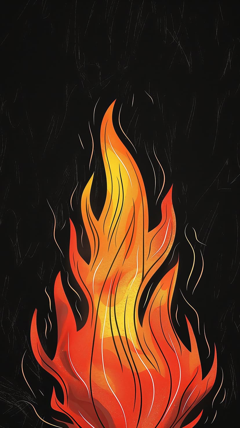 Bright orange and yellow flames rise with thin white wisps of smoke against a dark, textured background surface.