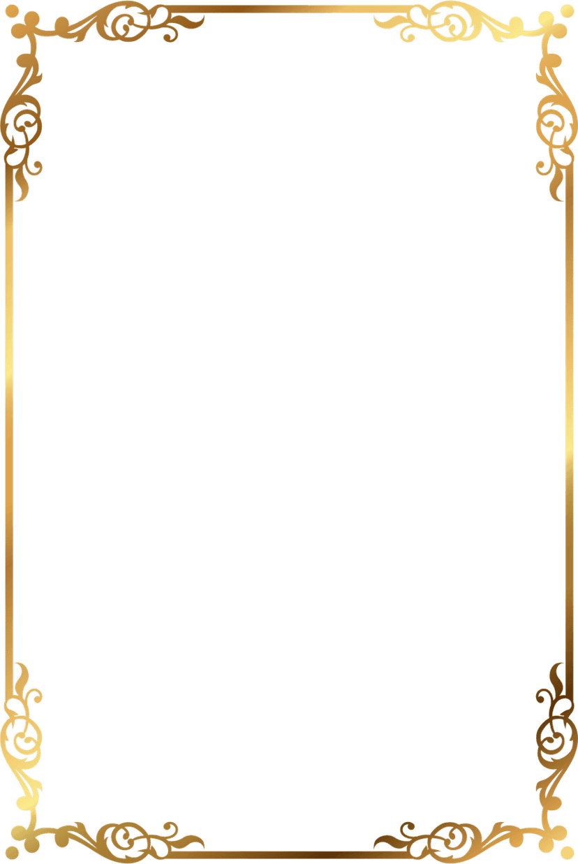 Gold floral frame rectangle featuring intricate metallic filigree patterns and deep brown vintage ornamental borders.