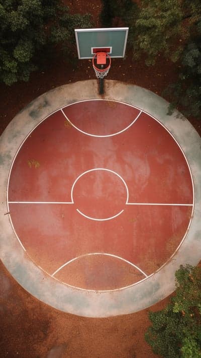 Aerial View of Outdoor Basketball Court with Hoop