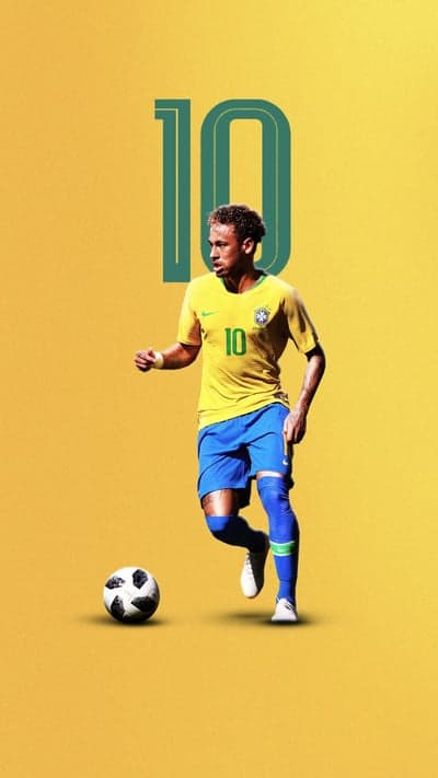 Neymar Jr. Brazil Jersey Number 10 Mobile Football Wallpaper