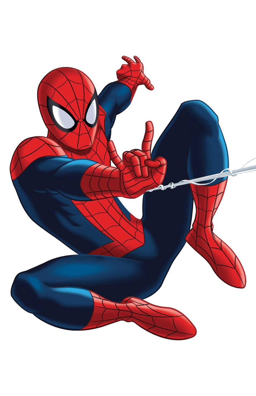 Spiderman and Iron Man heroes in action poses with vibrant comic ink outlines and saturated primary colors.